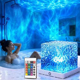 Ocean Projector for Bedroom, 16 Color Shower Lamp for Room Decor Ambient Lighting with Solid Wood Base