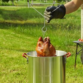 Turkey Deep Fryer, 30-qt Turkey Fryer Boiler Steamer Cooker Set, Outdoor Aluminum Seafood Frying Pot, 54,000 BTU Burner Propane Gas Boiler, Inclu (Option: NATURAL)
