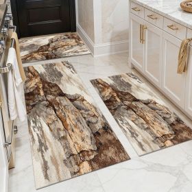 Three-piece kitchen rug set, non-slip and washable, abstract pattern kitchen hallway rug, soft and comfortable, suitable for sinks, floors, entra (Main Color: White, Main Material: Polyester)