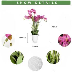 Artificial Orchid Arrangement With Resin Pot Floral Decor For Living Room Tabletops (Option: 1PC)